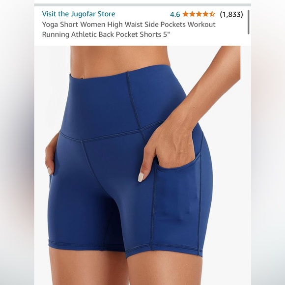 Women’s Workout Athletic Spandex with Pockets 2 Pack Blue & Black - Picture 6 of 9